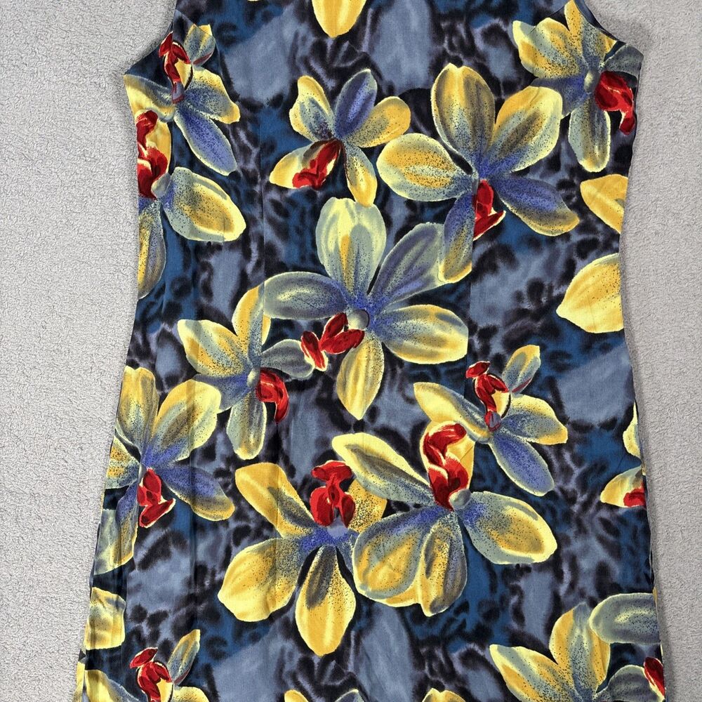 Vintage Paradise Found Hawaiian Mini Dress Women Size L Rayon Floral Aloha Retro - Picture 3 of 13